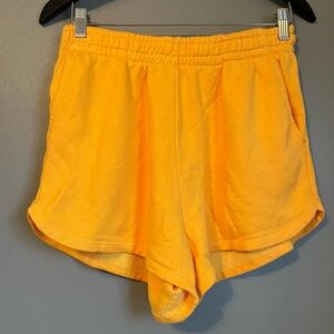 New Spiritual Gangster Sz Med Womens Orange Sweats Lounge Athletic Shorts Rt $98